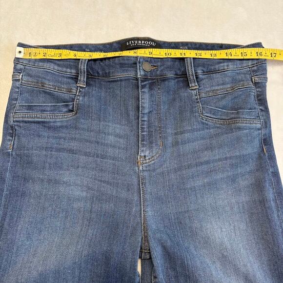 Liverpool Jeans Hi-Rise Ankle Dark Wash Raw Frayed Hem Skinny Jeans Size 14P - Picture 7 of 9